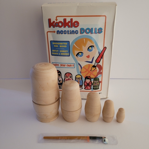 Kookle Other - Kookle Wooden Nesting Doll Set Paint Your Own Blank Plain Unfinished New DIY Kid